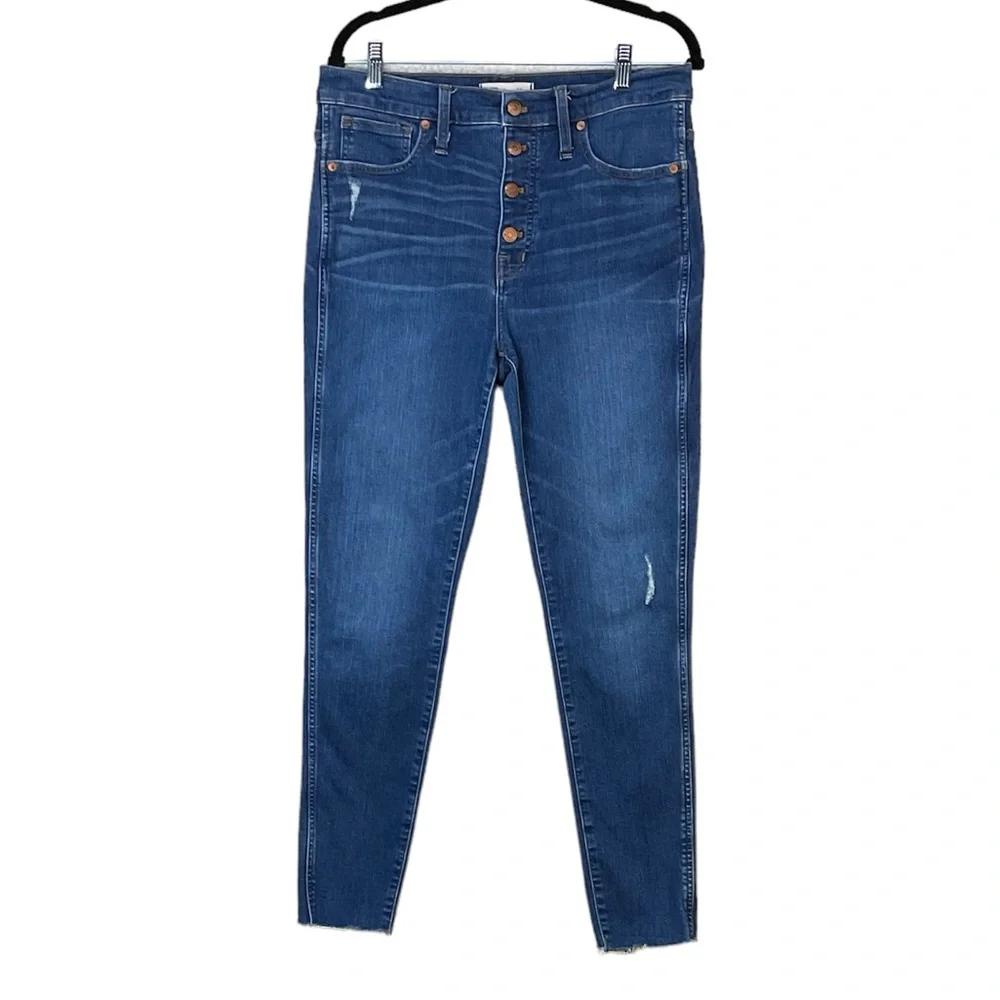 Madewell 10” High-Rise Raw Hem Button Fly Skinny Jeans Sz 30 - Picture 6 of 15